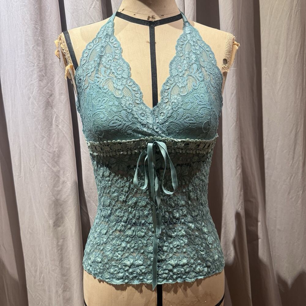 Ann Ferriday Vintage Stock Crossdye Lace Halter Top S